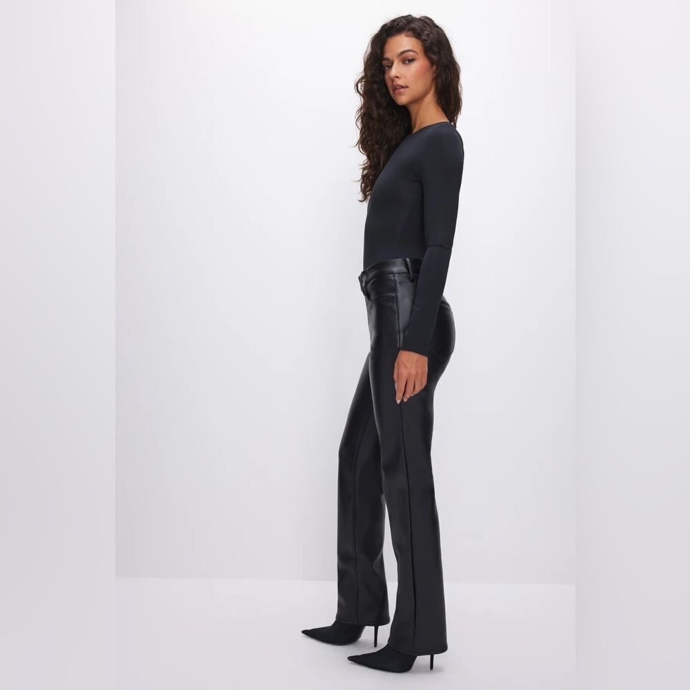 NEW Good American Icon Faux Leather Pants in Black Size 16 - Picture 5 of 12